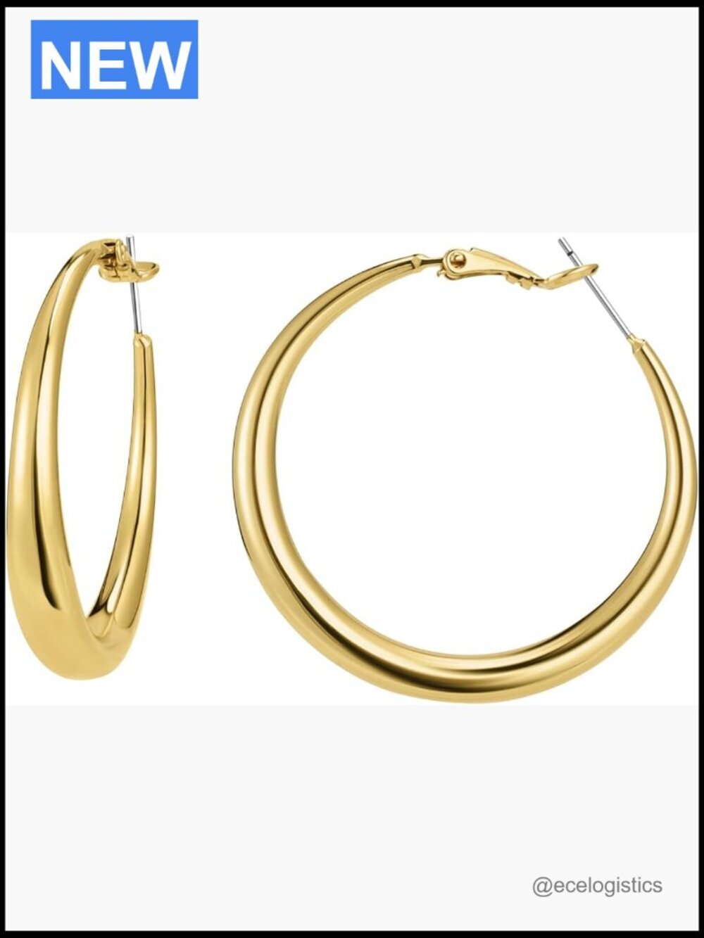 Chunky Hoop Earrings 18K Gold Plated Thick Round Hypoallergenic Statement